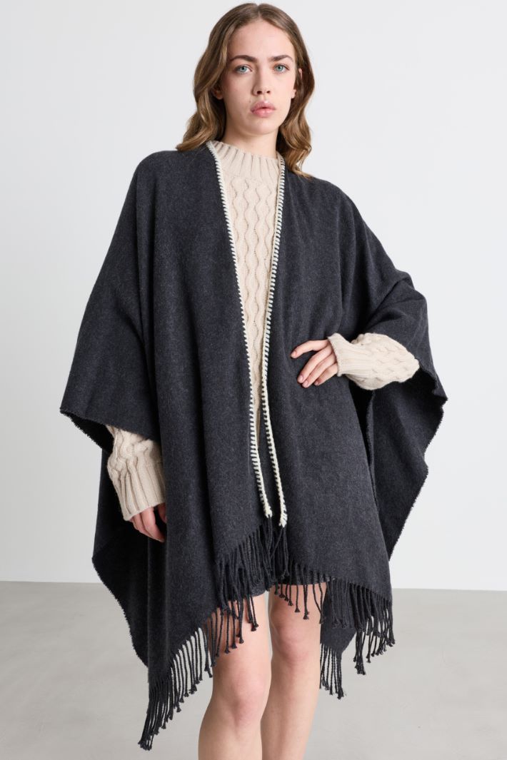 Poncho con frange - GRIGIO - Intrend - 3