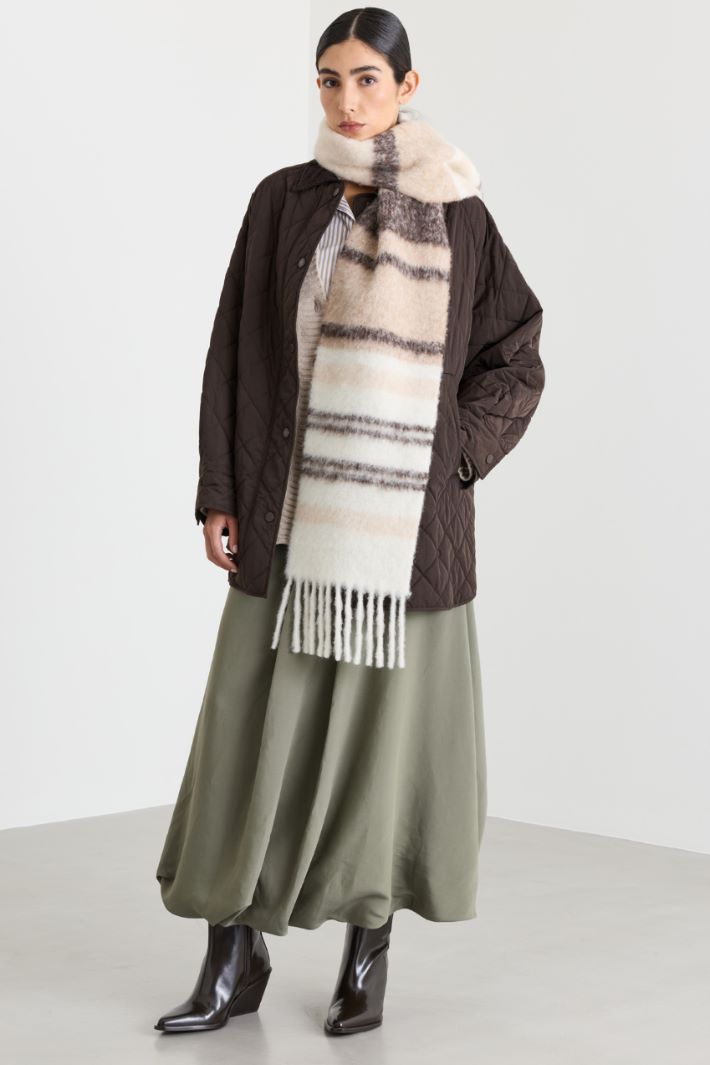 Alpaca-blend scarf - WHITE PINK BROWN - Intrend - 2