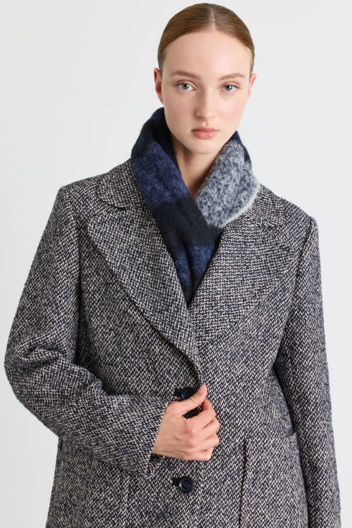 Alpaca-blend scarf - BLUE WHITE - Intrend