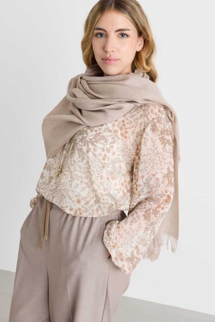 Embroidered wool stole - GREY - Intrend - 2