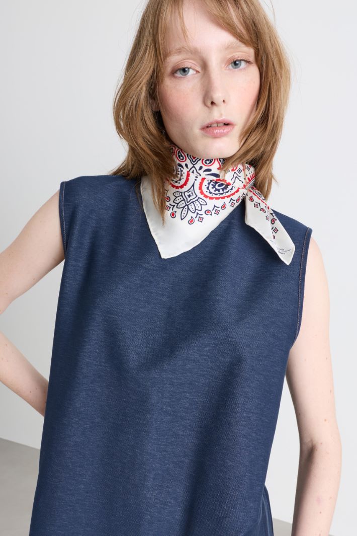 Printed Silk Twill Scarf - WHITE - Intrend - 2