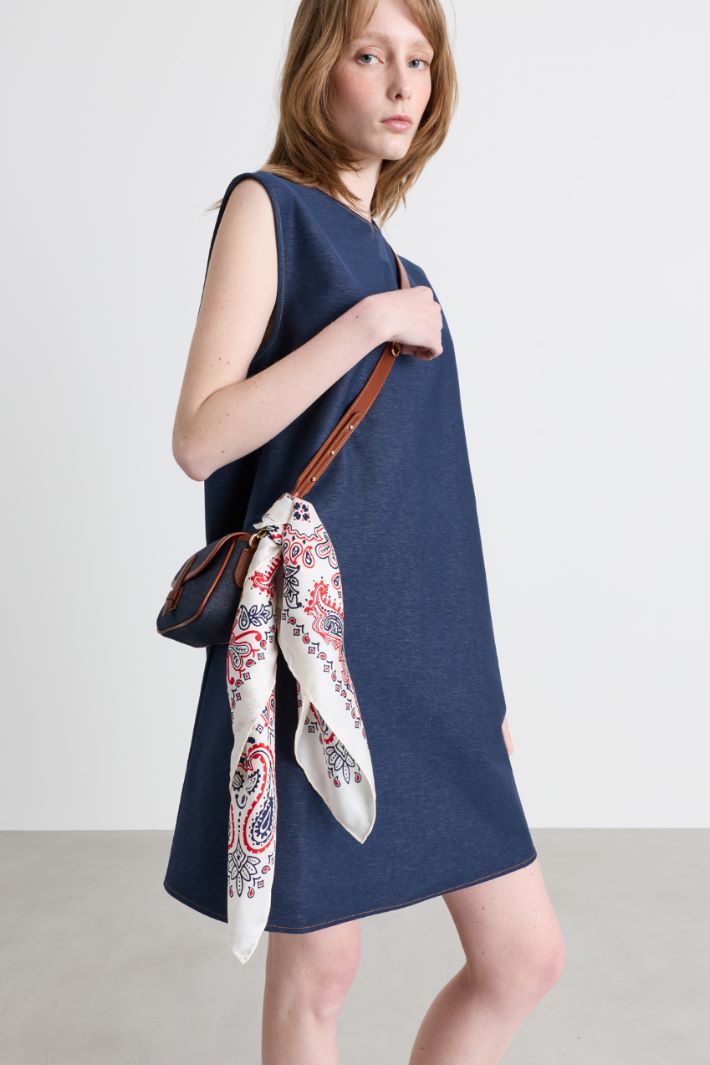 Printed Silk Twill Scarf - WHITE - Intrend