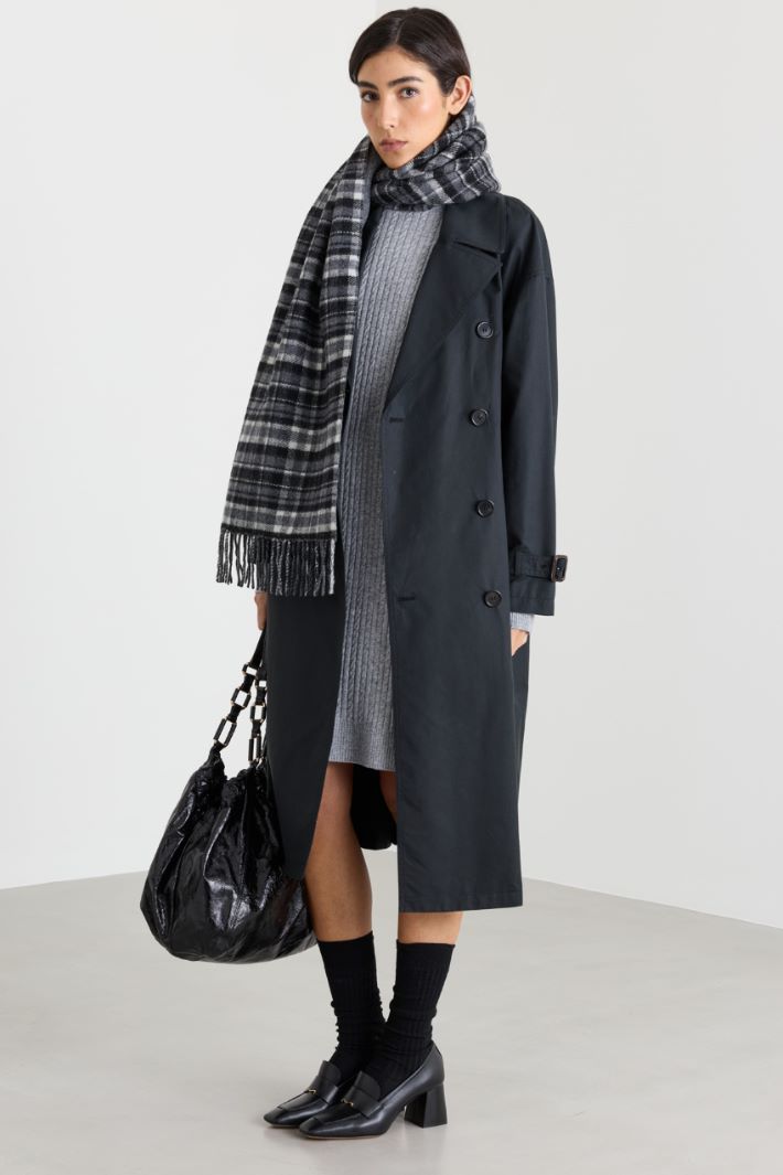 Jacquard stole - BLACK WHITE - Intrend