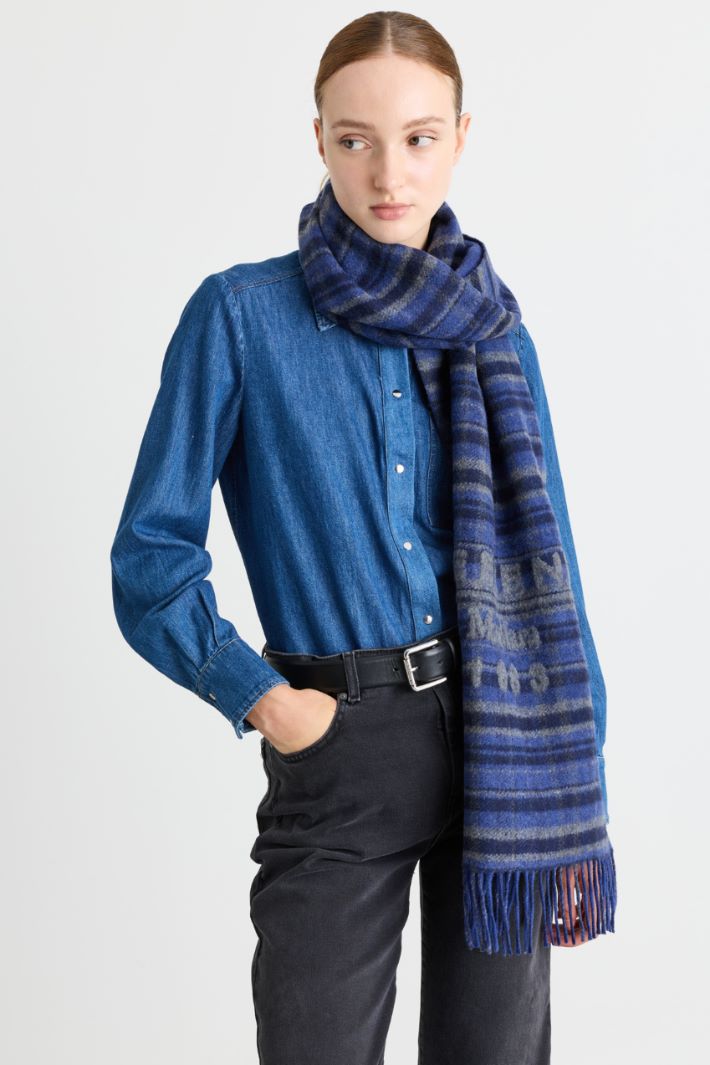 Jacquard stole - BLUE - Intrend