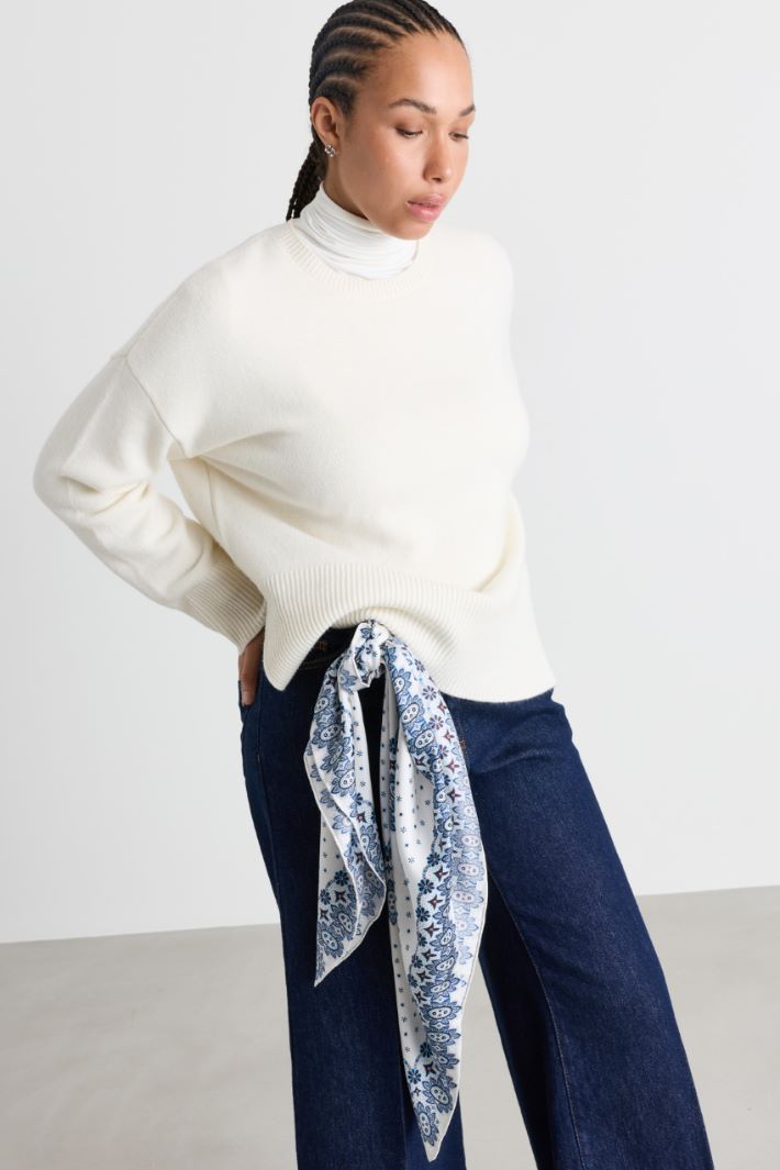 Carré in twill stampato - BIANCO BLU - Intrend - 2
