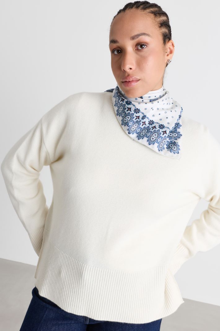 Carré in twill stampato - BIANCO BLU - Intrend