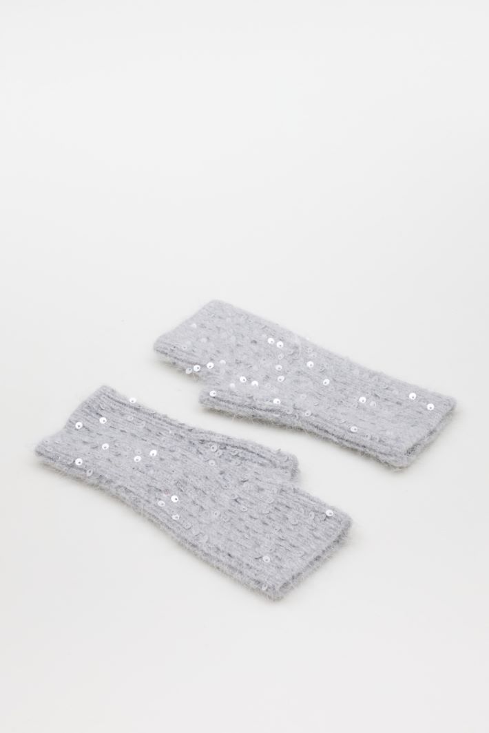 Guanti senza dita con paillettes - GRIGIO - Intrend