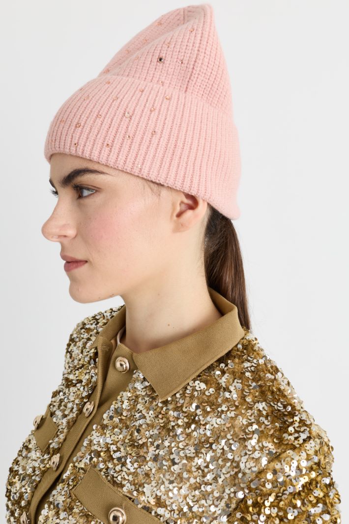 Bonnet en maille à strass - ROSE - Intrend - 2
