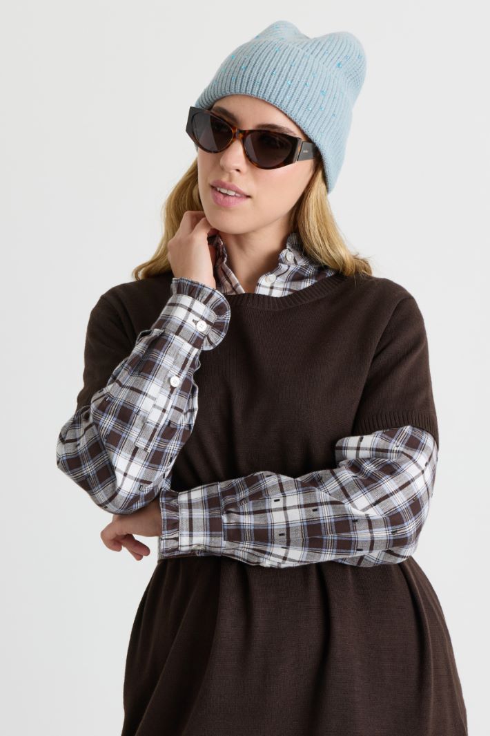 Cappello in maglia con strass - AZZURRO - Intrend - 2