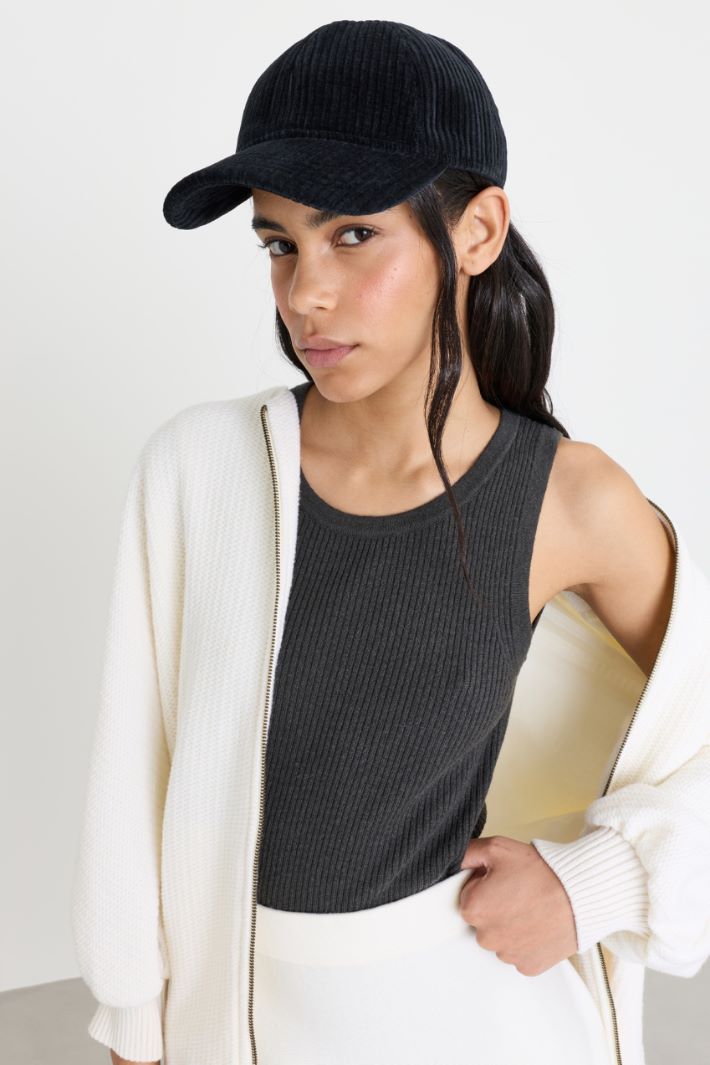 Gorra de béisbol de terciopelo - NEGRO - Intrend