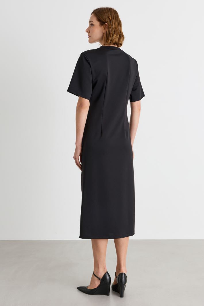 Abito in jersey con spacco laterale  - NERO - Intrend - 4