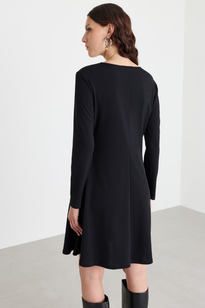 Technical jersey dress - BLACK - Intrend - 4