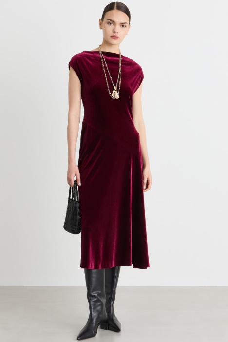 Stretch-velvet midi dress - Intrend