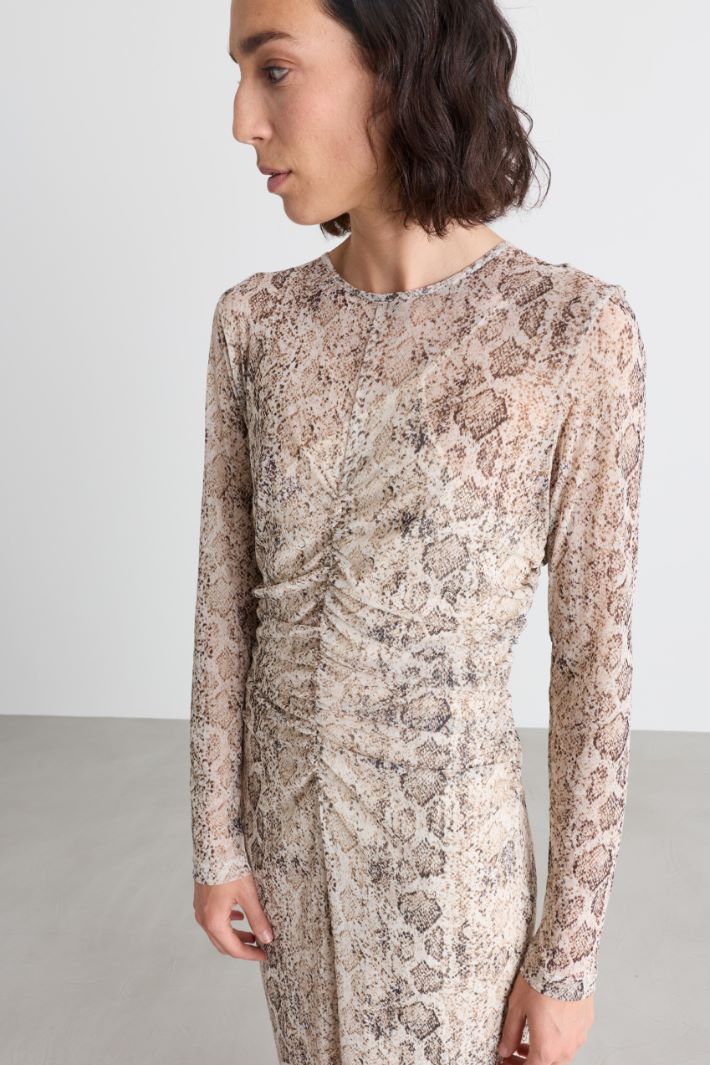 Abito in jersey tulle - BEIGE - Intrend - 3