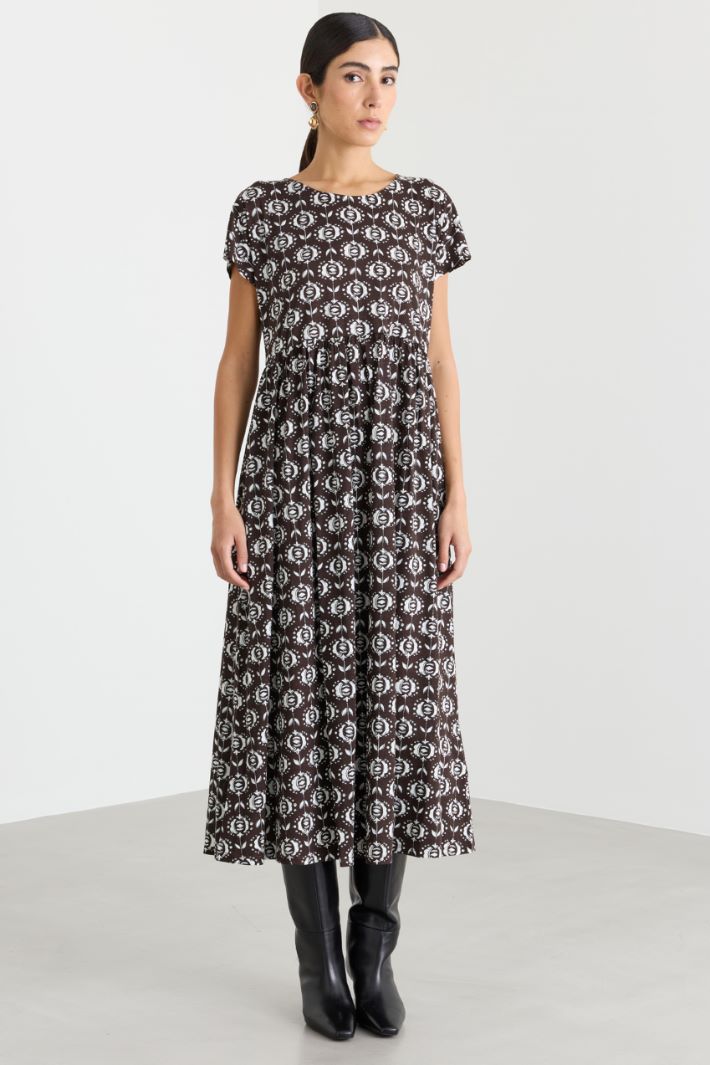 Printed jersey A-line dress - BROWN - Intrend - 2