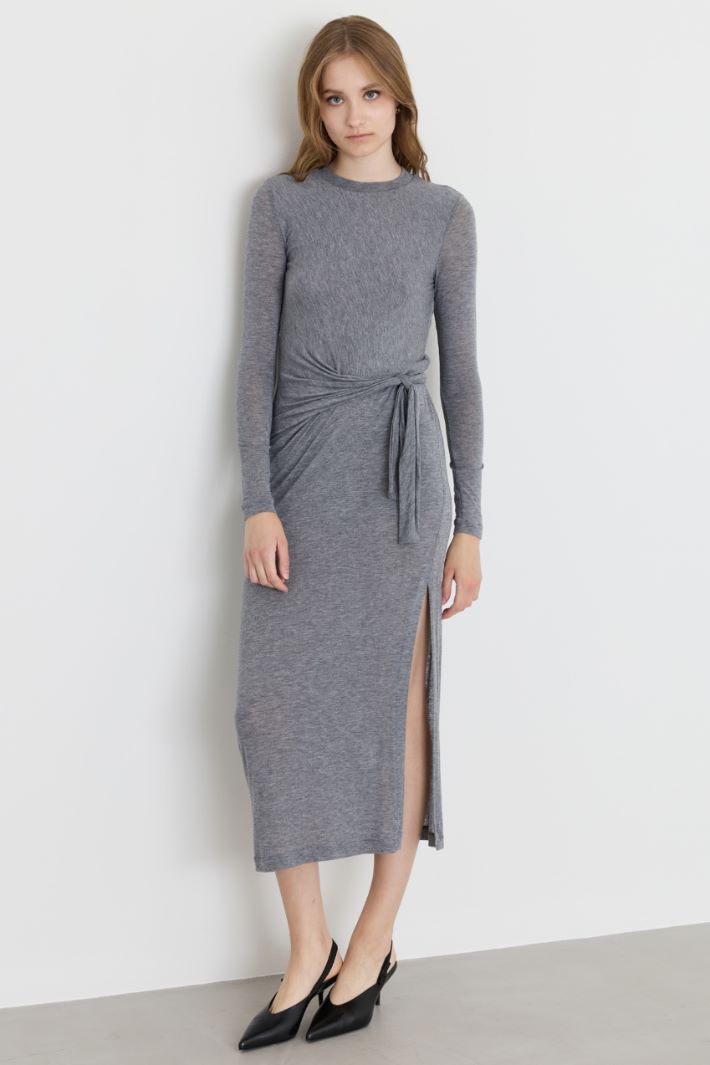 Side-knot jersey dress - GREY - Intrend - 2