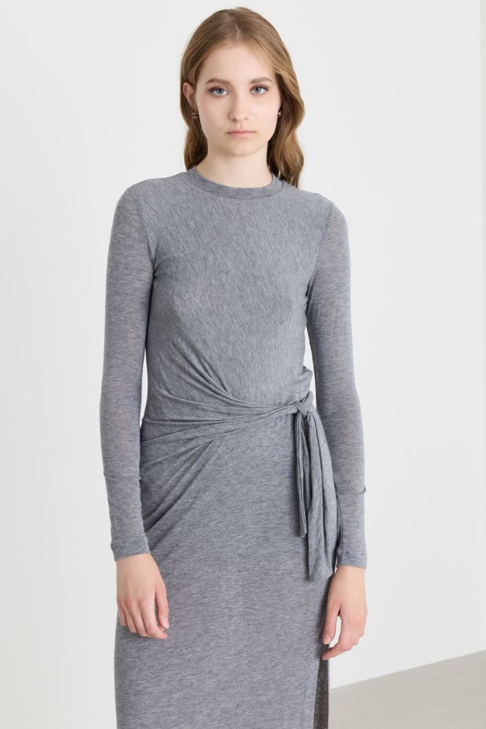 Side-knot jersey dress - GREY - Intrend - 3
