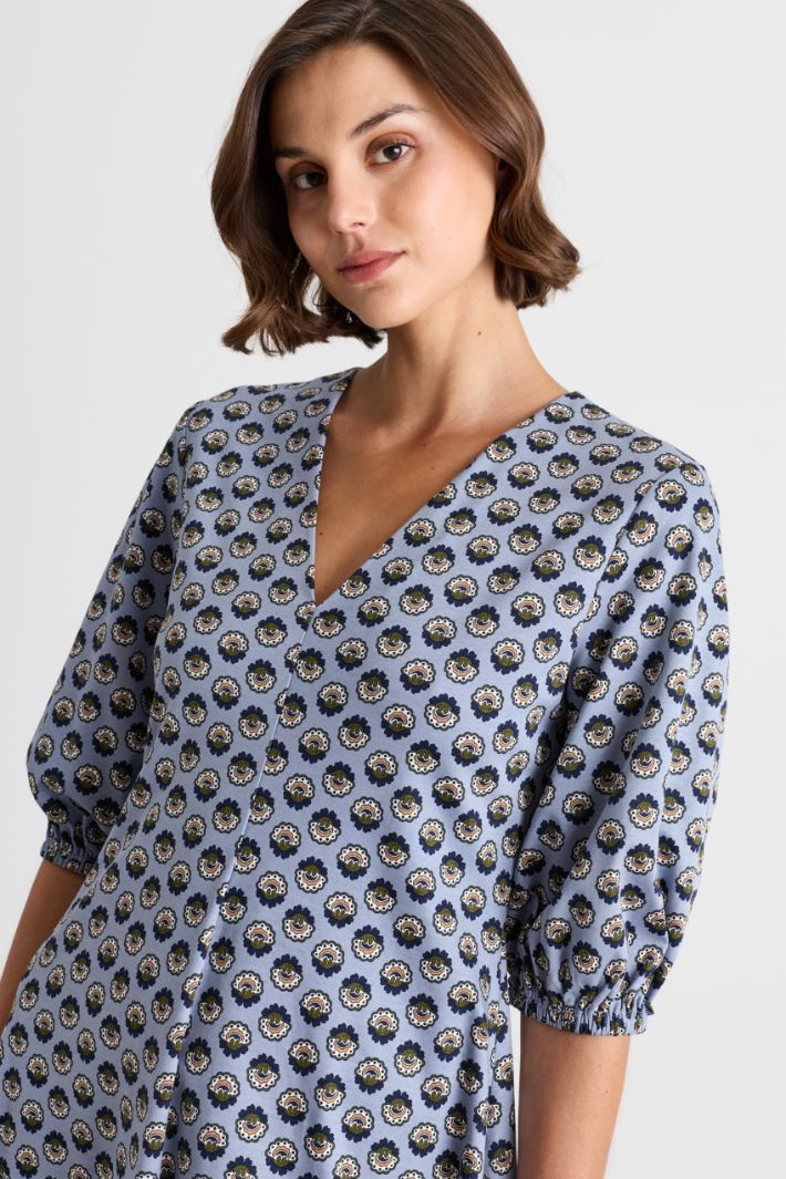 Short printed jersey dress - LIGHT BLUE - Intrend - 3