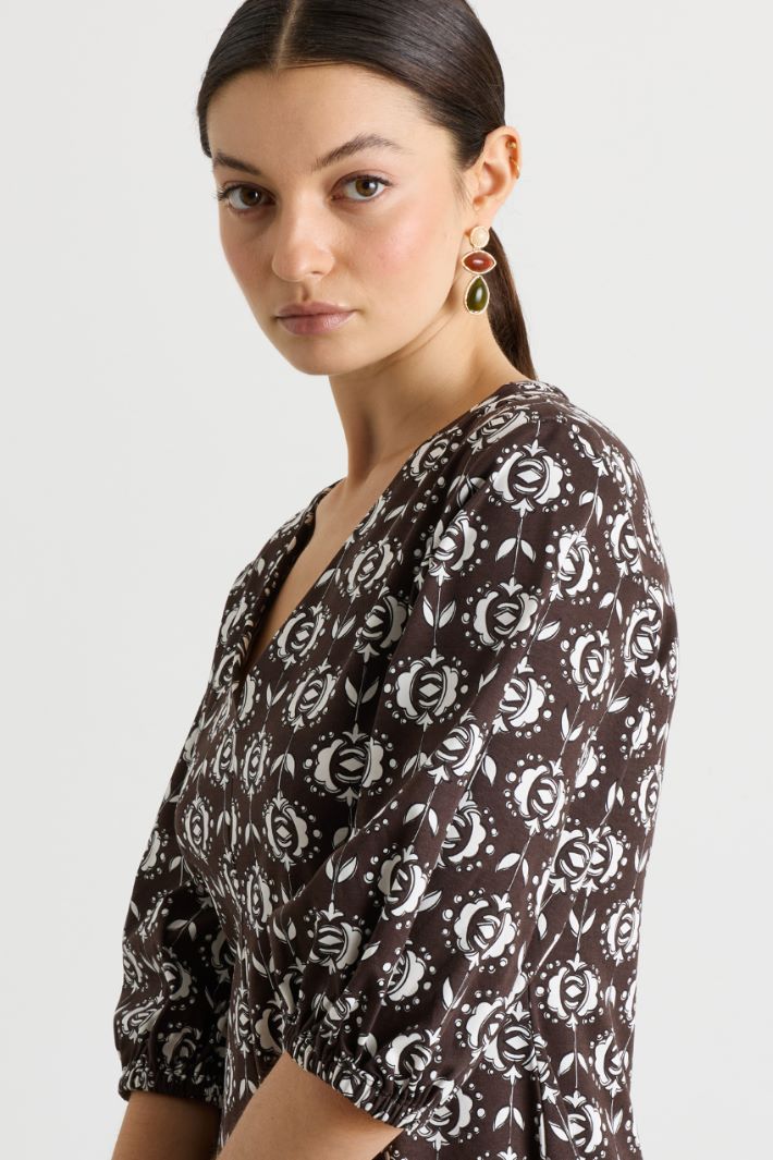 Short printed jersey dress - BROWN WHITE - Intrend - 3