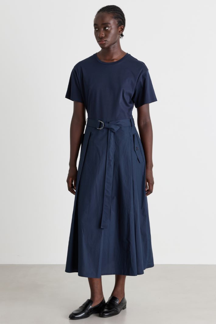Jersey and poplin dress - BLUE - Intrend - 2