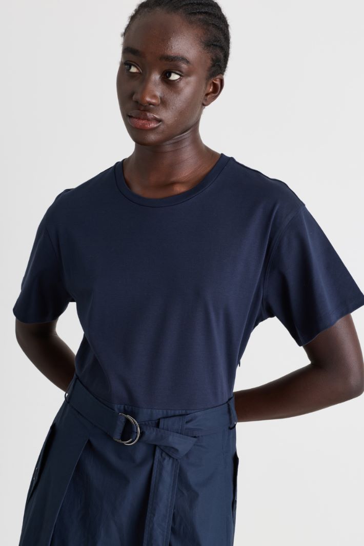 Jersey and poplin dress - BLUE - Intrend - 3