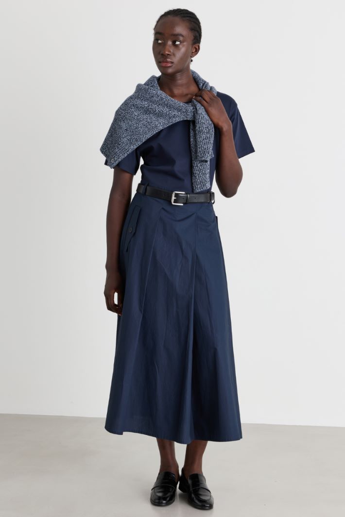 Jersey and poplin dress - BLUE - Intrend