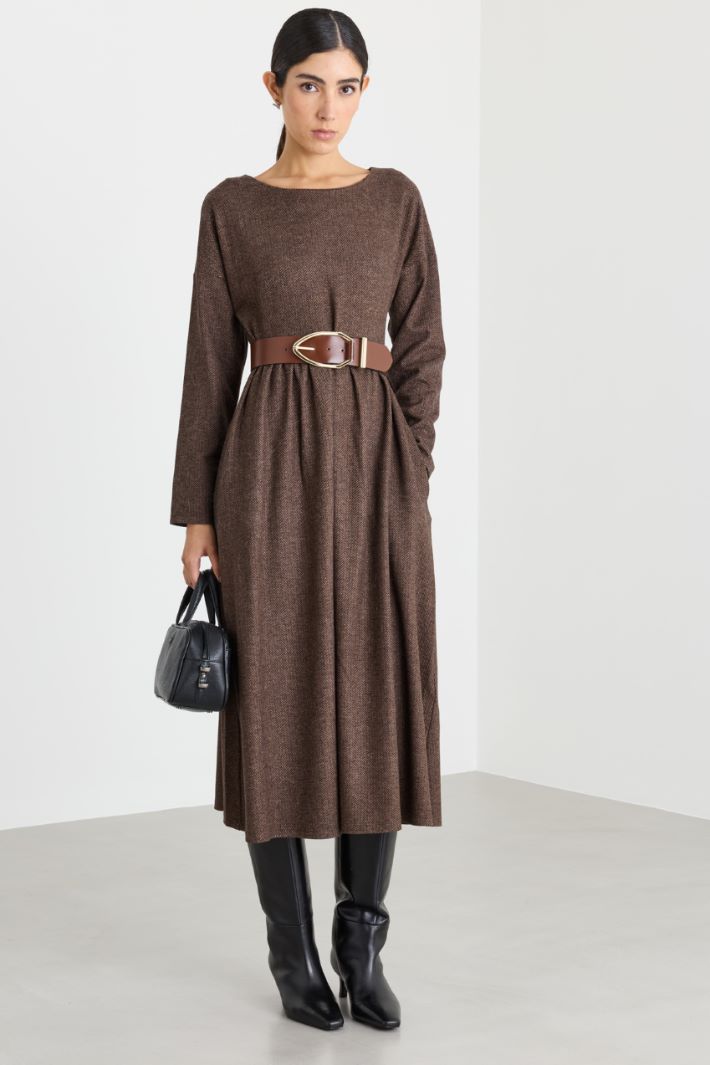 Jersey dress - BROWN - Intrend