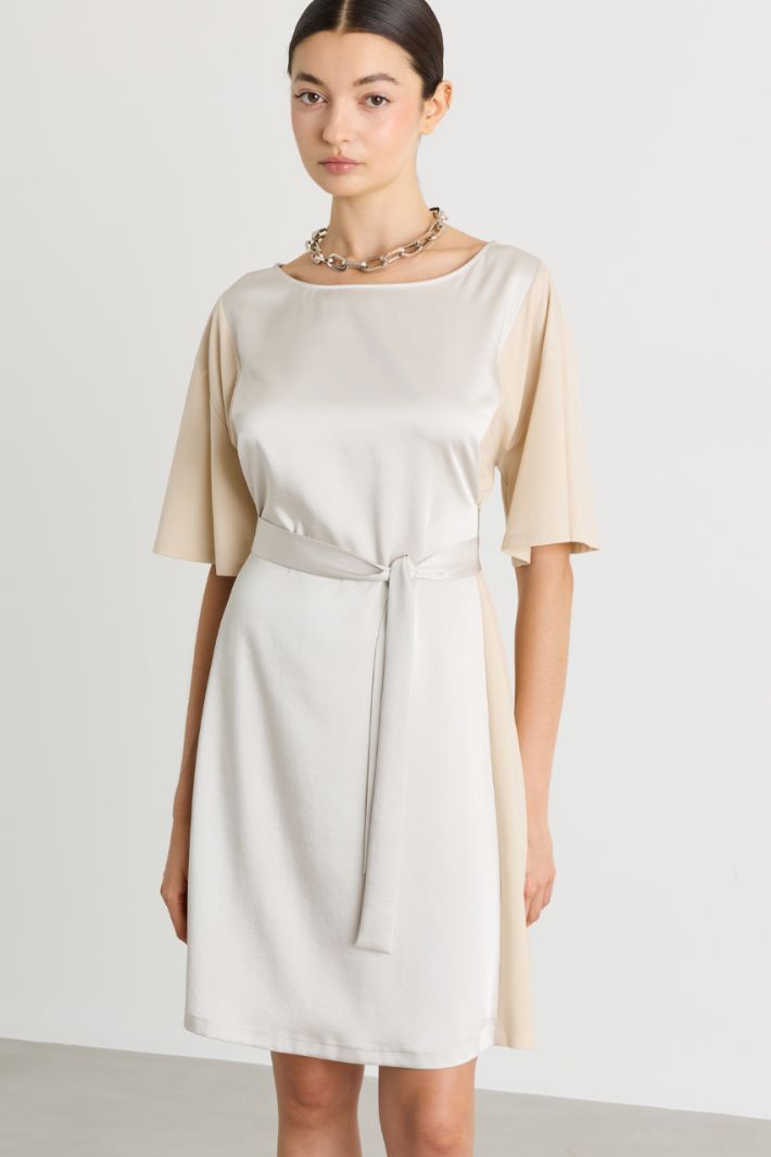 Belted jersey dress - WHITE - Intrend - 2
