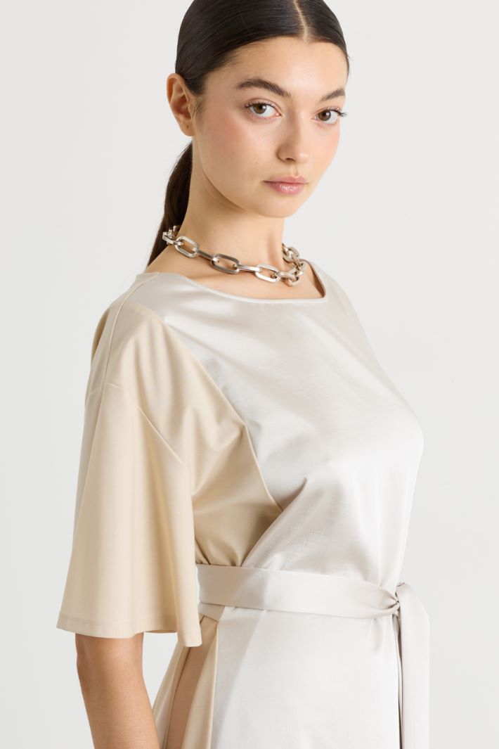 Belted jersey dress - WHITE - Intrend - 3
