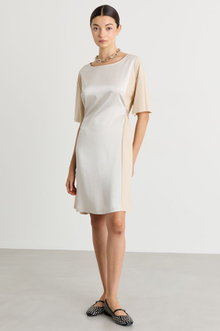 Belted jersey dress - WHITE - Intrend