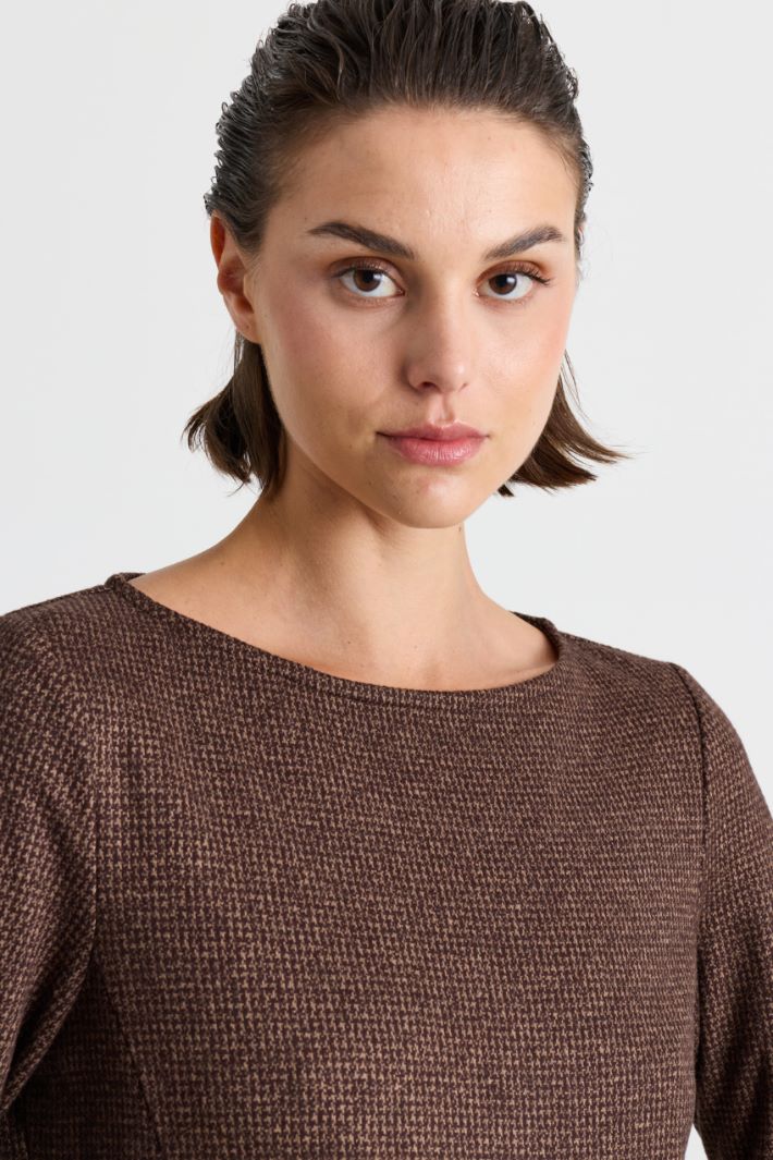 Jacquard jersey dress - BROWN - Intrend - 3