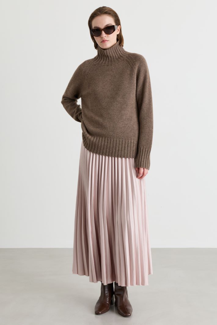 Jersey dress with a plissé-soleil skirt - PINK - Intrend