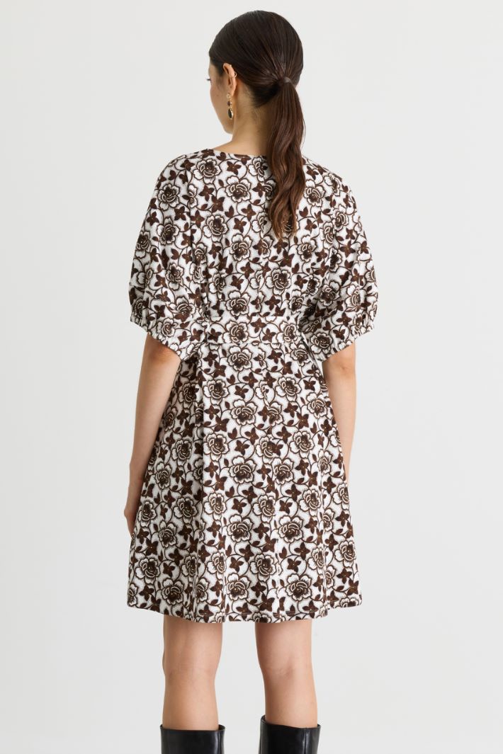 Belted short dress - WHITE BROWN - Intrend - 4