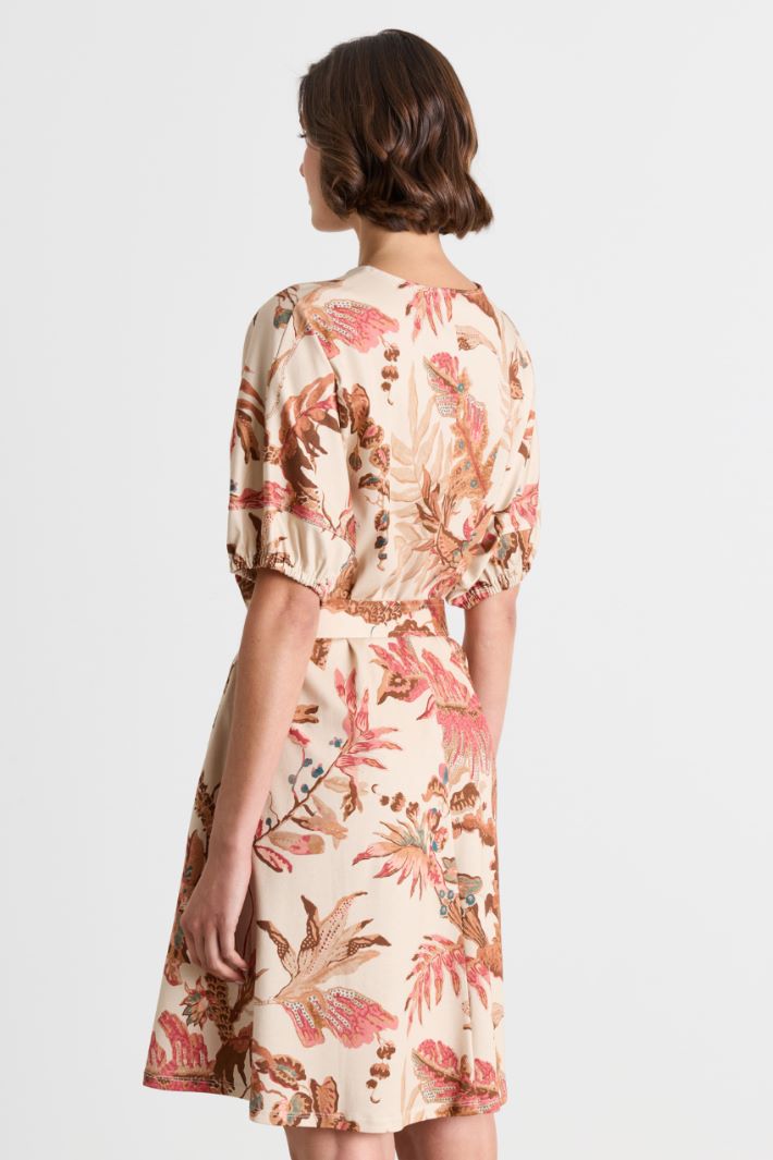 Belted short dress - BEIGE RED - Intrend - 4
