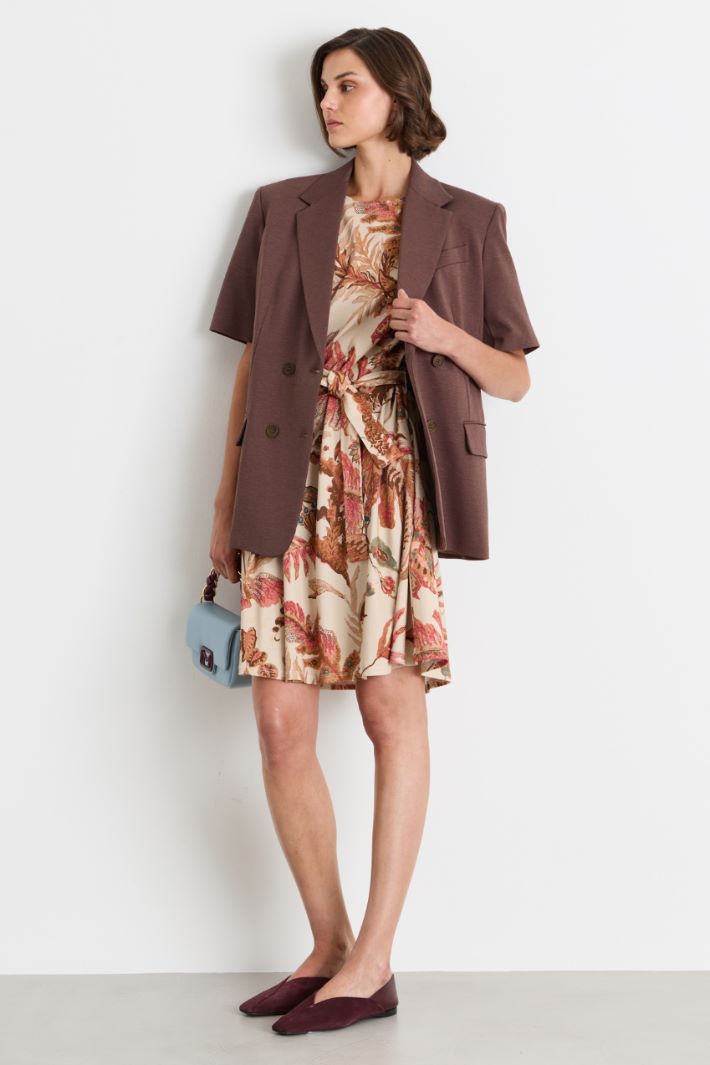 Belted short dress - BEIGE RED - Intrend