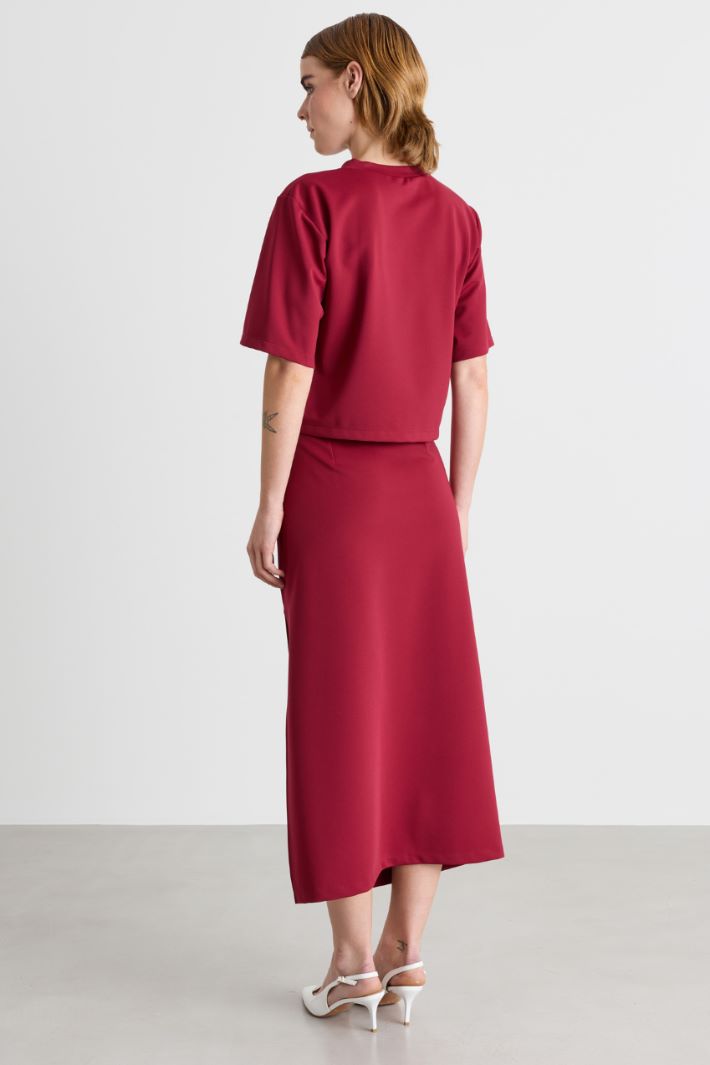 Jersey top and skirt co-ord - RED - Intrend - 2