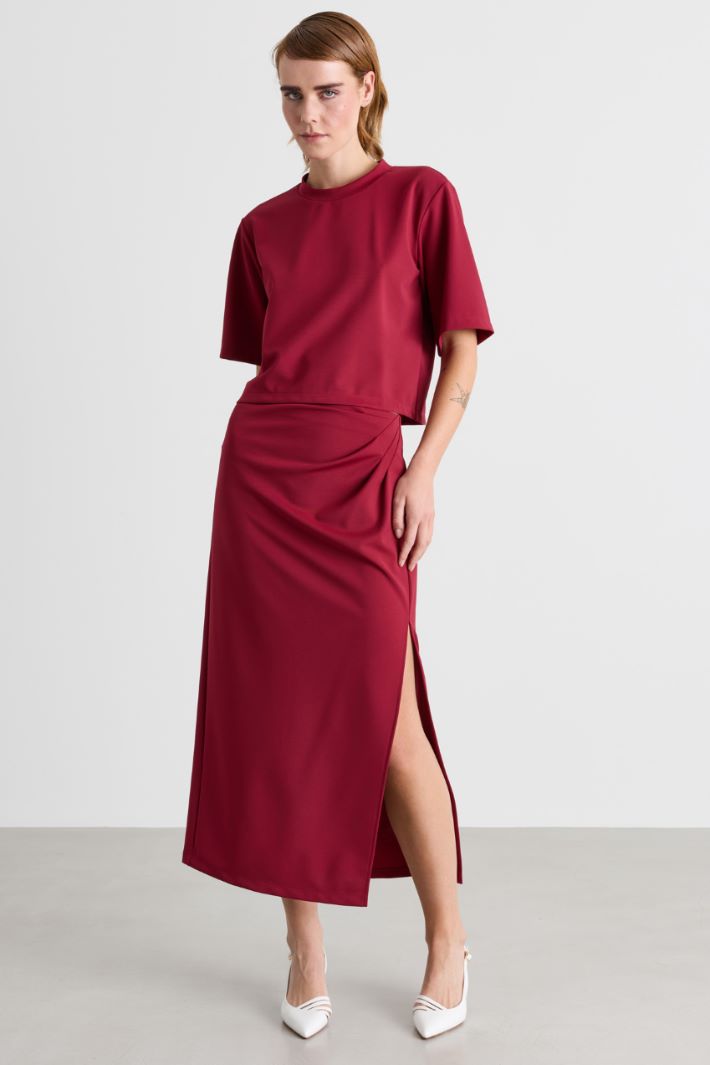 Jersey top and skirt co-ord - RED - Intrend - 3