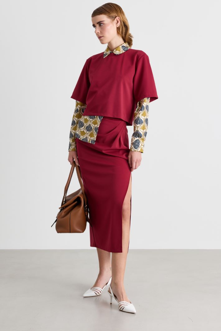 Jersey top and skirt co-ord - RED - Intrend