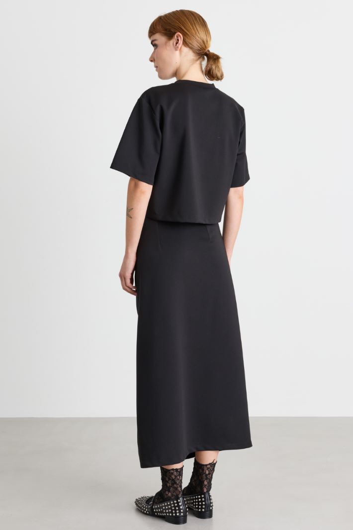 Jersey top and skirt co-ord - BLACK - Intrend - 2