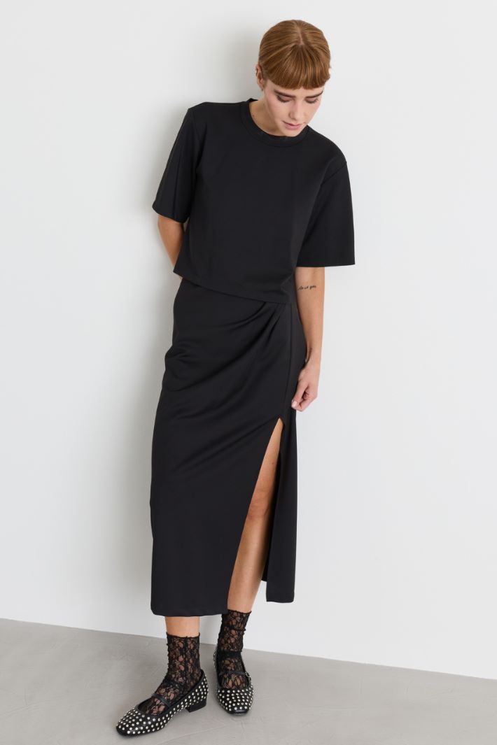 Jersey top and skirt co-ord - BLACK - Intrend - 3