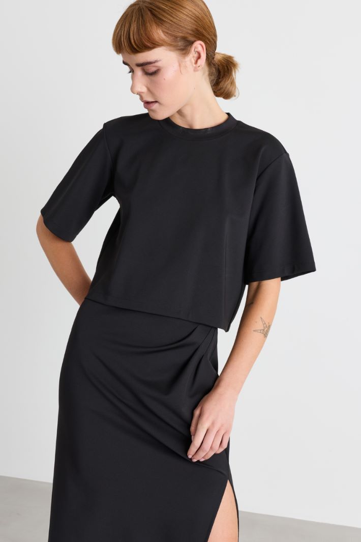 Jersey top and skirt co-ord - BLACK - Intrend - 4