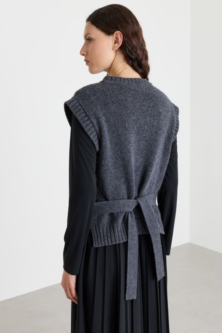 2-in-1 jersey and knit dress - GREY BLACK - Intrend - 4