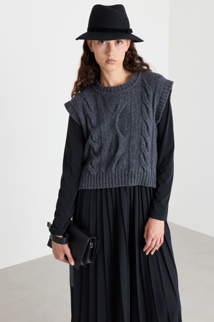 2-in-1 jersey and knit dress - GREY BLACK - Intrend - 2