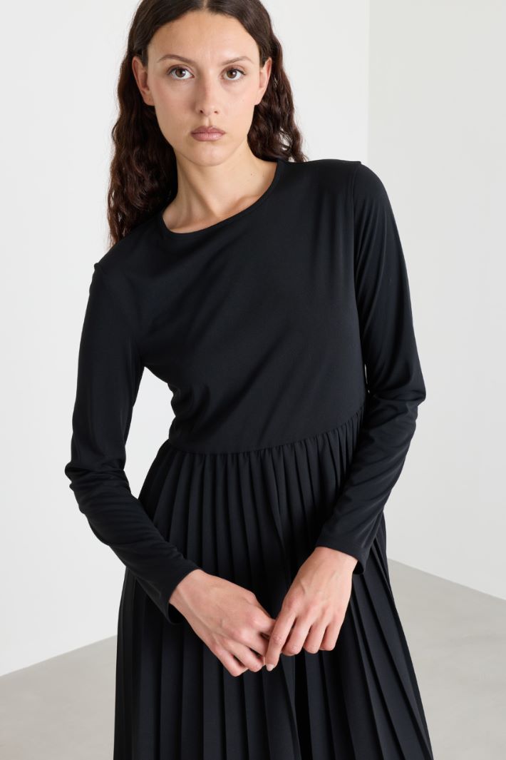 2-in-1 jersey and knit dress - GREY BLACK - Intrend - 3