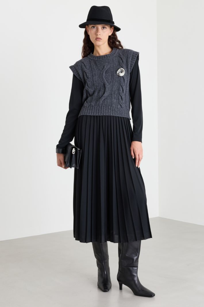 2-in-1 jersey and knit dress - GREY BLACK - Intrend