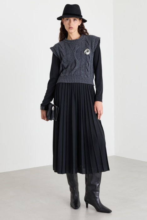 2-in-1 jersey and knit dress - Intrend