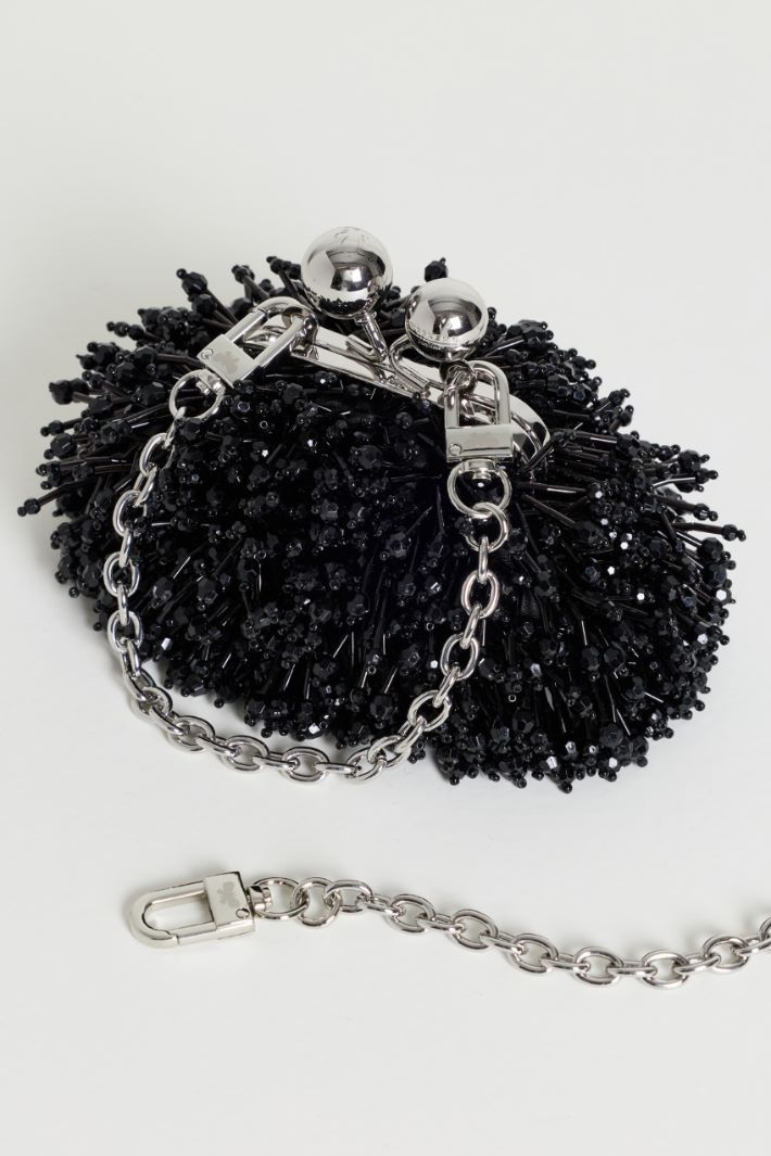 Satin and Sequin Clutch - BLACK - Intrend - 2