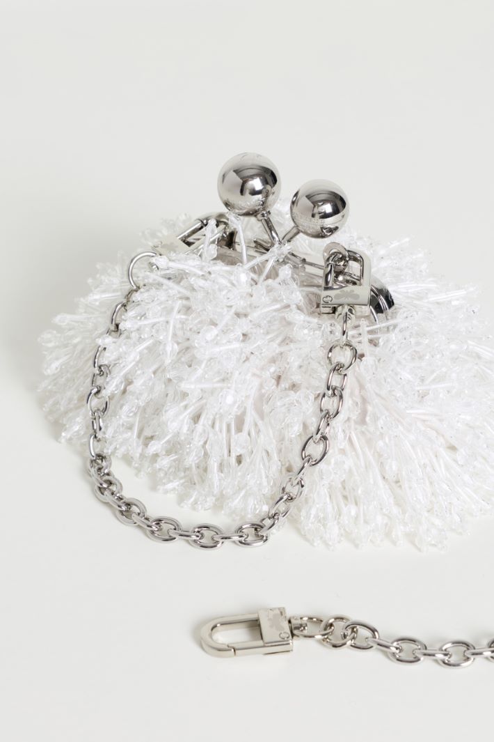Satin and Sequin Clutch - WHITE - Intrend - 2