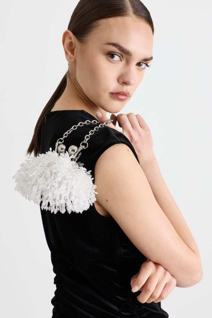 Satin and Sequin Clutch - WHITE - Intrend - 3