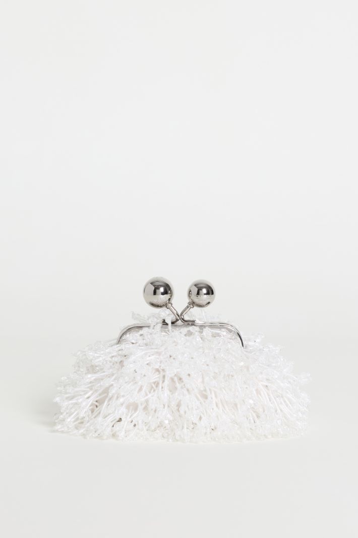 Satin and Sequin Clutch - WHITE - Intrend